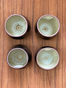 Wine, Tea or Macchiato Cup, Black / White Clay Edge Set of 4