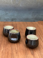 Load image into Gallery viewer, Wine, Tea or Macchiato Cup, Black / White Clay Edge Set of 4
